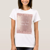Roos Gold Blush Glitter Drift T-shirt - Jouw tekst (Voorkant)
