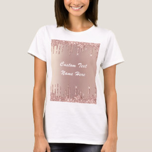 Roos Gold Blush Glitter Drift T-Shirt Jouw tekst