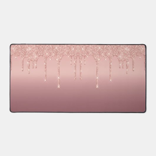Roos Gold Blush Glitter Drips Bureaumat (Voorkant)