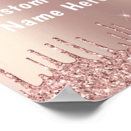 Roos Gold Blush Glitter Drivers Aangepast Poster t (Hoek)