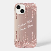 Roos Gold Blush Glitter Drivers Aangepaste tekstna iPhone Hoesje (Achterkant)