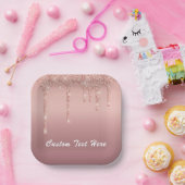 Roos Gold Blush Glitter Drivers Borden voor tekstp Papieren Bordje (Feest)