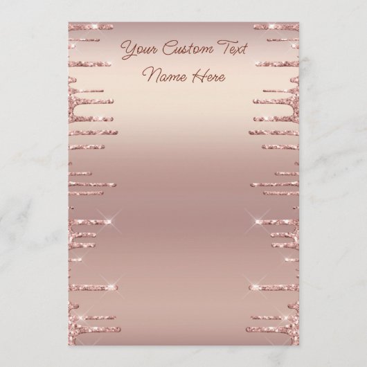 Roos Gold Blush Glitter Drivers Jouw tekst Menu (Voorkant)