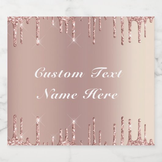 Roos Gold Blush Glitter Drivers Jouw tekst - Naam Sparkling Wijnetiket (Enkel label)