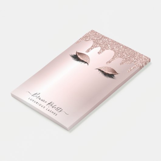 Roos Gold Blush Glitter Drivers Lash Extensions Post-it® Notes (Schuin)
