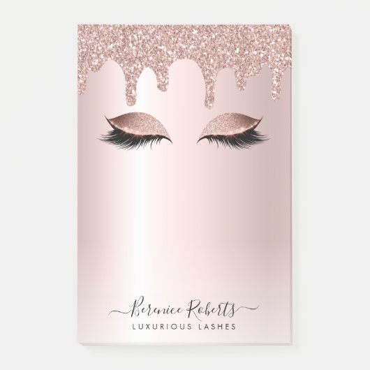 Roos Gold Blush Glitter Drivers Lash Extensions Post-it® Notes (Voorkant)