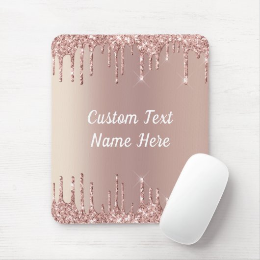Roos Gold Blush Glitter Drivers Muismat Jouw tekst (Met muis)