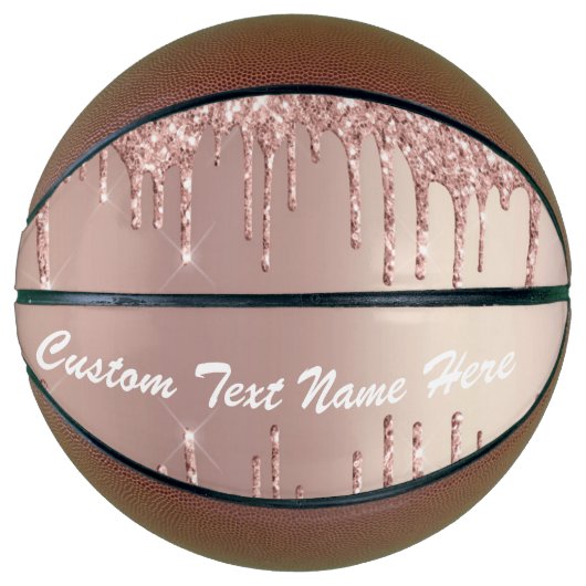 Roos Gold Blush Glitter Drivers Naam Basketball Basketbal (Voorkant)