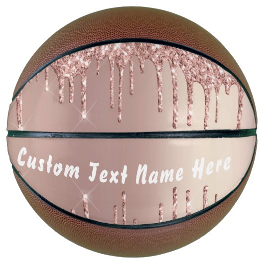 Roos Gold Blush Glitter Drivers Naam Basketball Gi Basketbal (Voorkant)