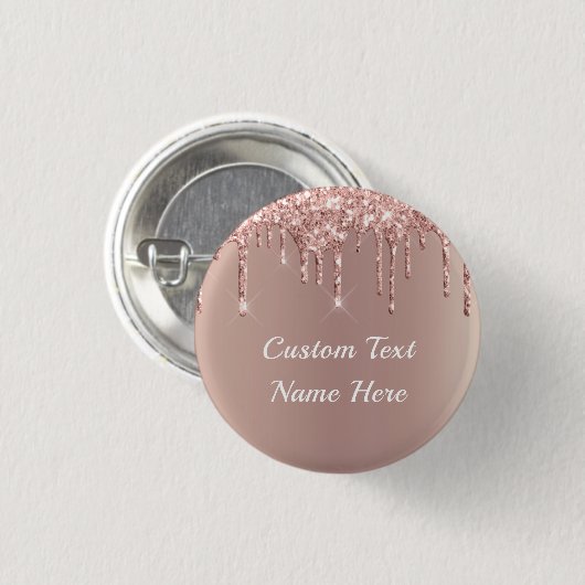 Roos Gold Blush Glitter Drivers Naam Button tekst (Voorkant /achterkant)