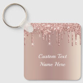Roos Gold Blush Glitter Drivers Naam Sleutelhanger (Voorkant)