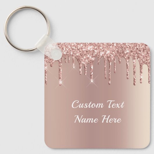 Roos Gold Blush Glitter Drivers Naam Sleutelhanger (Voorkant)