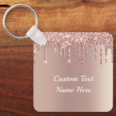 Roos Gold Blush Glitter Drivers Naam Sleutelhanger (Voorkant)