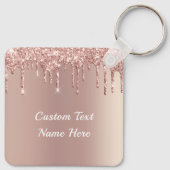 Roos Gold Blush Glitter Drivers Naam Sleutelhanger (Achterkant)