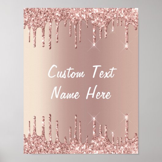 Roos Gold Blush Glitter Drivers Poster Aangepaste (Voorkant)