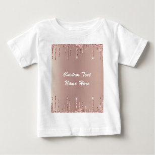 Roos Gold Blush Glitter Drivers Tekst Baby T-Shirt