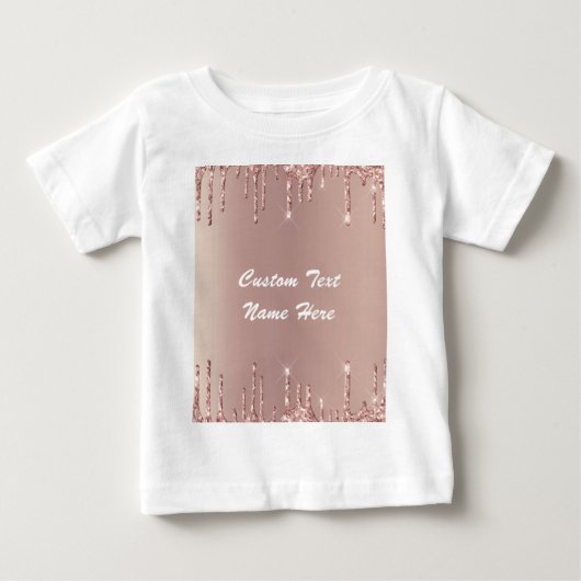 Roos Gold Blush Glitter Drivers Tekst Baby T-Shirt (Voorkant)