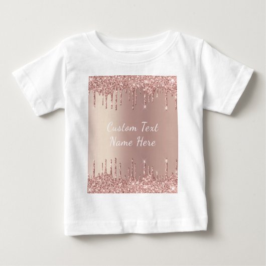 Roos Gold Blush Glitter Drivers Tekst Baby T-Shirt (Voorkant)
