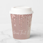 Roos Gold Blush Glitter Drivers - Tekst/naam toevo Papieren Bekers (Links)