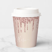Roos Gold Blush Glitter Drivers - Tekst/naam toevo Papieren Bekers (Achterkant)