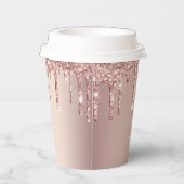 Roos Gold Blush Glitter Drivers - Tekst/naam toevo Papieren Bekers (Rechts)