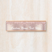 Roos Gold Blush Glitter Drivers Tekstnaam Deurteke Deurbordje (Voorkant)