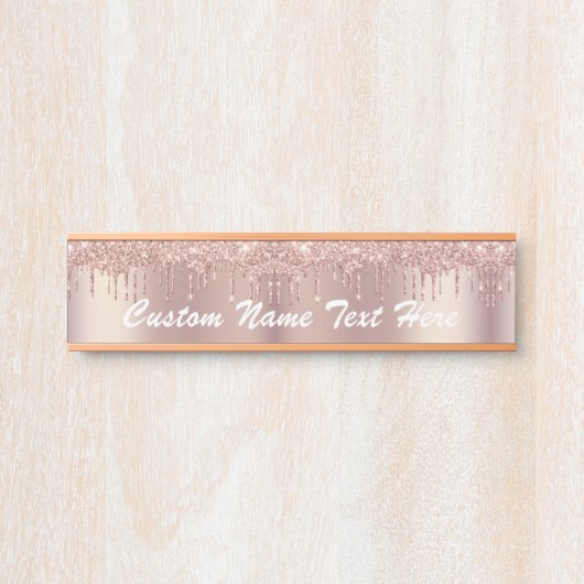 Roos Gold Blush Glitter Drivers Tekstnaam Deurteke Deurbordje (Voorkant)