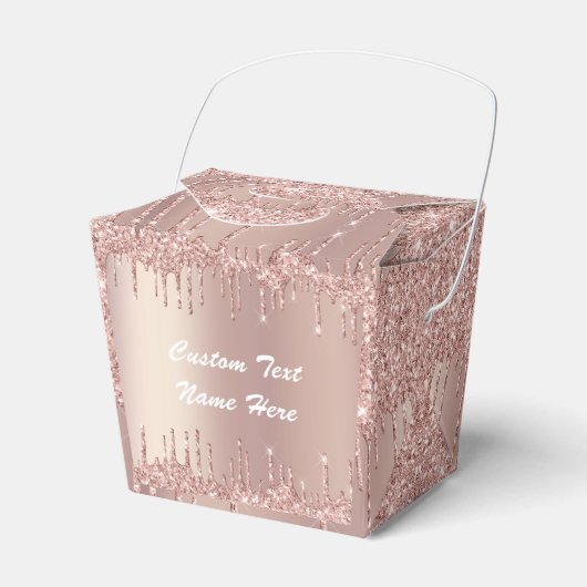 Roos Gold Blush Glitter Drivers Tekstnaam Vierbox Bedankdoosjes (Voorkant Zijde)
