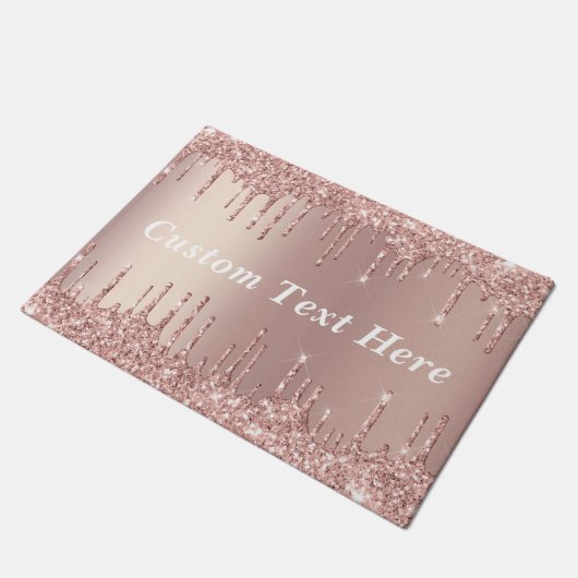 Roos Gold Blush Glitter drukt doormat Aangepaste t Deurmat (Schuin)