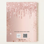 Roos Gold Blush Glitter Druppels Monogram Naam 202 Planner (Achterkant)
