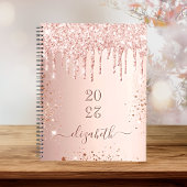 Roos Gold Blush Glitter Druppels Monogram Naam 202 Planner