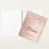 Roos Gold Blush Glitter Druppels Monogram Naam 202 Planner (Display)