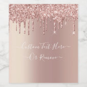Roos Gold Blush Glitter Eigen tekst Etiket (Enkel label)