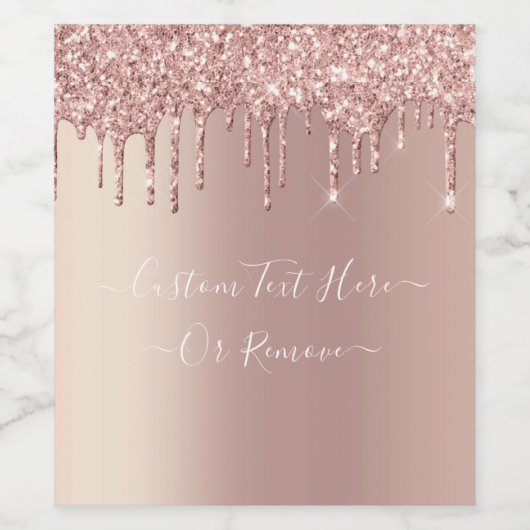 Roos Gold Blush Glitter Eigen tekst Etiket (Enkel label)
