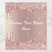 Roos Gold Blush Glitter Eigen tekst Etiket (Enkel label)