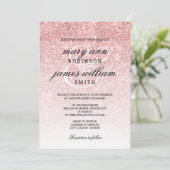 Roos Gold Blush Glitter Elegante Huwelijksuitnodig Kaart (Staand voorkant)