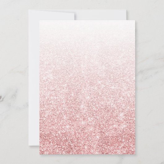 Roos Gold Blush Glitter Elegante Huwelijksuitnodig Kaart (Achterkant)