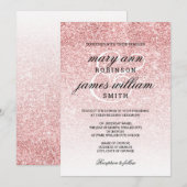 Roos Gold Blush Glitter Elegante Huwelijksuitnodig Kaart (Voorkant / Achterkant)