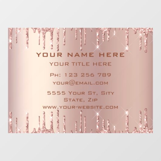 Roos Gold Blush Glitter Gepersonaliseerde raambekl Raamsticker (Vel)