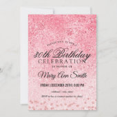 Roos Gold Blush Glitter Glam 30th Birthday Kaart (Voorkant)