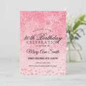 Roos Gold Blush Glitter Glam 30th Birthday Kaart (Staand voorkant)