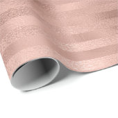 Roos Gold Blush Glitter Glam Stripes Metal Cadeaupapier (Rol Hoek)