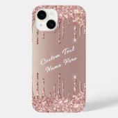 Roos Gold Blush Glitter Jouw naam Gift iPhone Case (Achterkant)