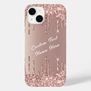Roos Gold Blush Glitter Jouw naam Gift iPhone Case
