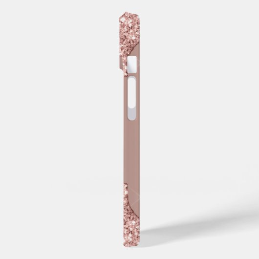 Roos Gold Blush Glitter Jouw naam Gift iPhone Case (Achterkant / Links)