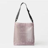 Roos Gold Blush Glitter Jouw tekst Crossbody Bag Tas (Achterkant)