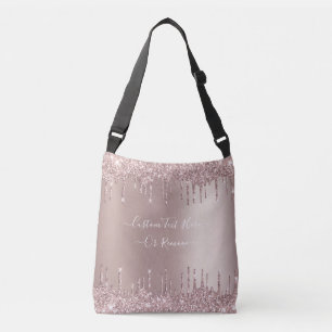 Roos Gold Blush Glitter Jouw tekst Crossbody Bag Tas