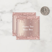 Roos Gold Blush Glitter Jouw tekst Naam Note Kaart Notitiekaartje (Voorkant / Achterkant in situ)