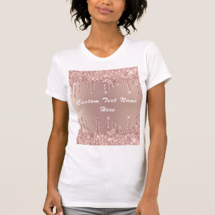Roos Gold Blush Glitter Jouw tekst Name T-Shirt
