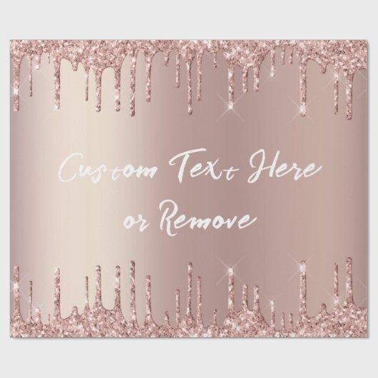 Roos Gold Blush Glitter Jouw tekst Wrapping Paper Cadeaupapier (Vlak)